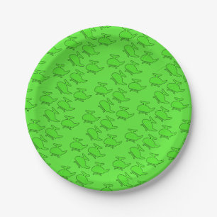 Green Helicopter Birthday  Paper Plate