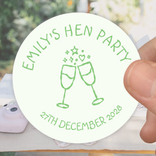 Green Hen Party Bachelorette Toast Classic Round Sticker