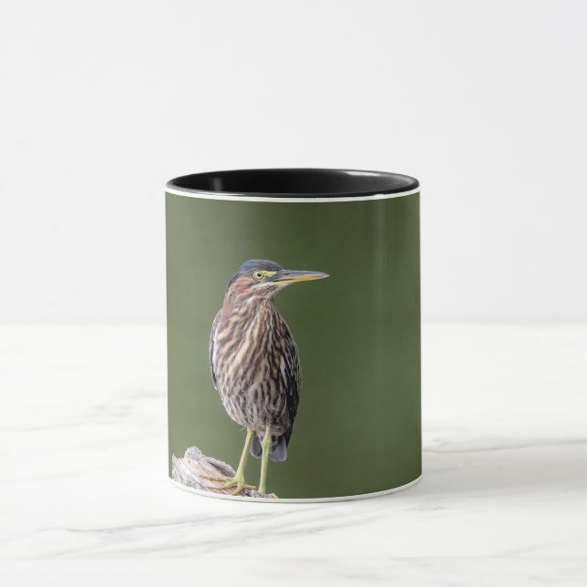 Green Heron on a log Mug (Center)
