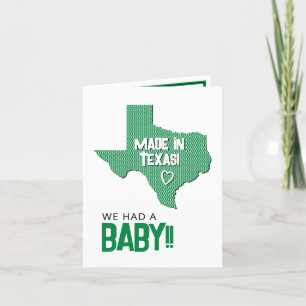Green Herringbone Made in Texas Photo Baby Announcement
