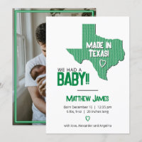 Green Herringbone Made in Texas Photo Baby