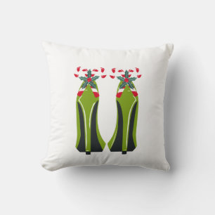Green High Heels with Candy Canes Cushion