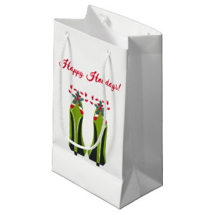 Green High Heels with Candy Canes Small Gift Bag