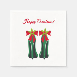 Green High Heels with Christmas Bows Napkin