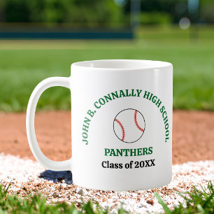 Green High School Baseball Player Personalised Coffee Mug