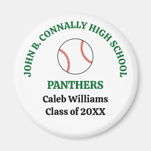 Green High School Baseball Player Personalised Magnet
