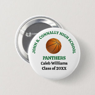 Green High School Basketball Player Personalised 6 Cm Round Badge