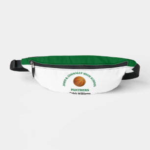 Green High School Basketball Player Personalised Bum Bags