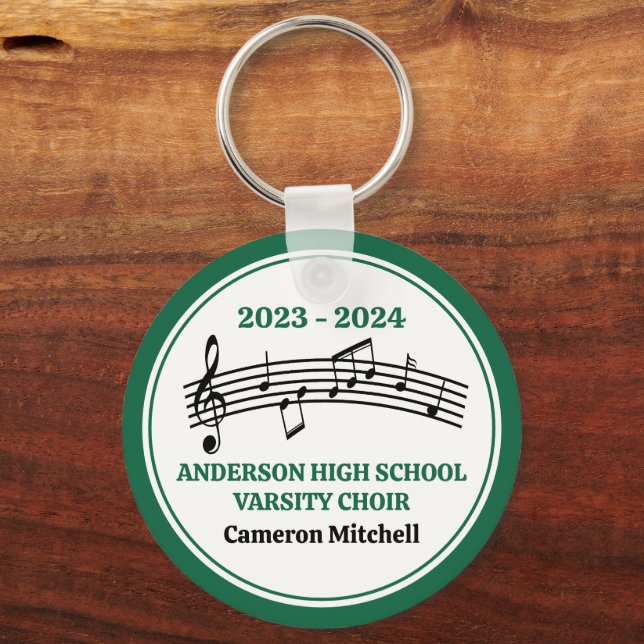 Green High School Choir Personalised Key Ring (Front)