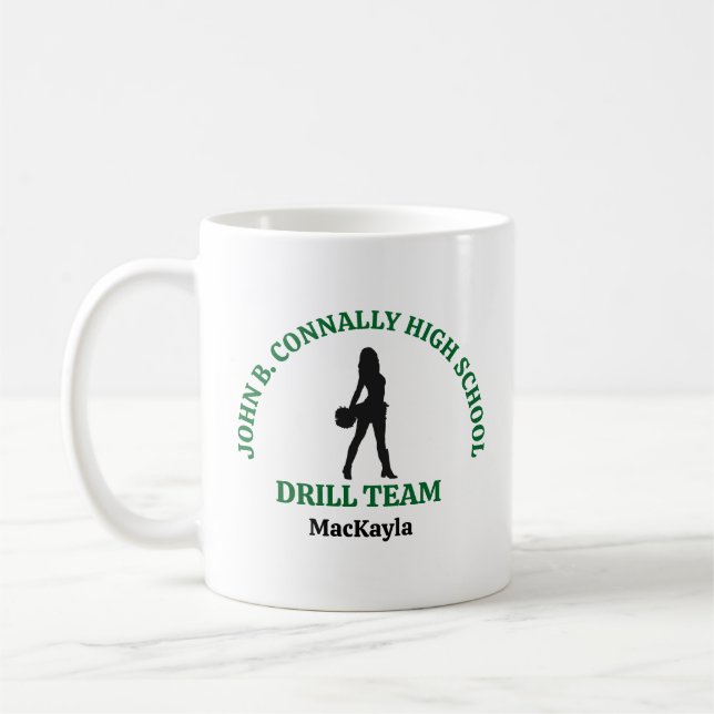 Green High School Drill Team Dancer Personalised Coffee Mug (Left)