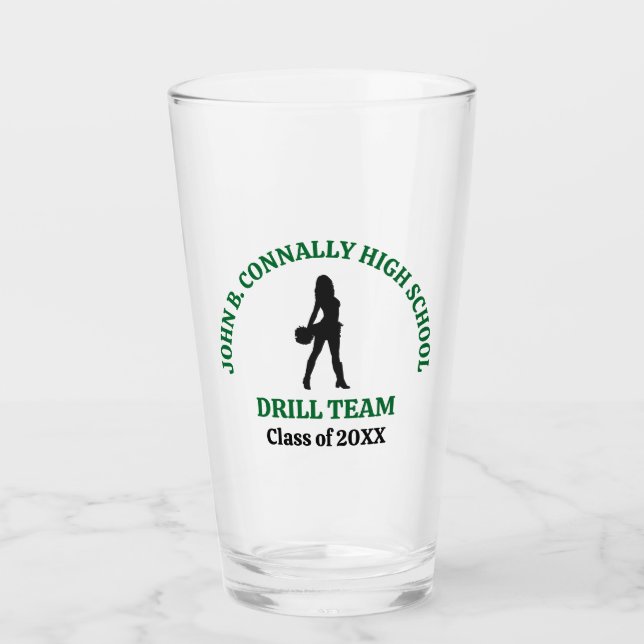 Green High School Drill Team Dancer Personalised Glass (Front)