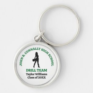 Green High School Drill Team Dancer Personalised Key Ring