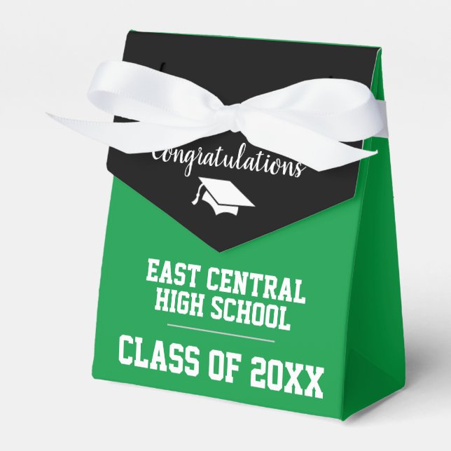 Green High School Graduation Party Favour Box (Front Side)
