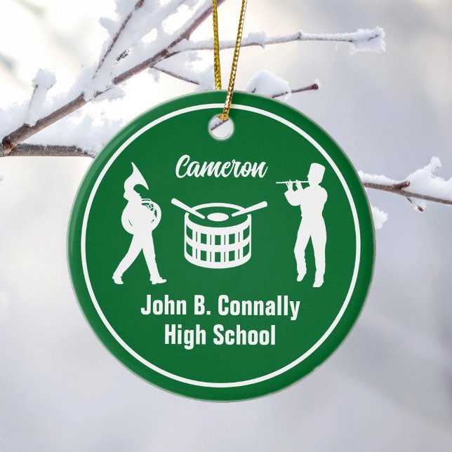 Green High School Marching Band Custom Christmas Ceramic Tree Decoration (Creator Uploaded)