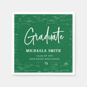 Green High School Math Graduate Party Napkin