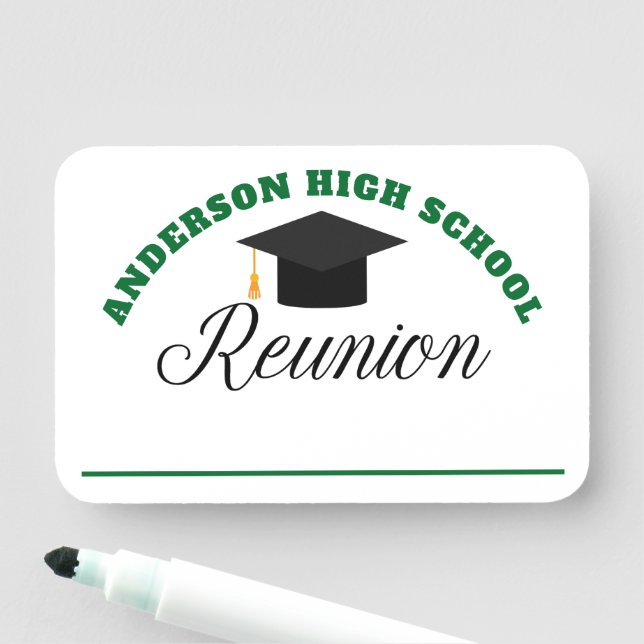 Green High School Reunion Personalised Name Tag (In Situ)