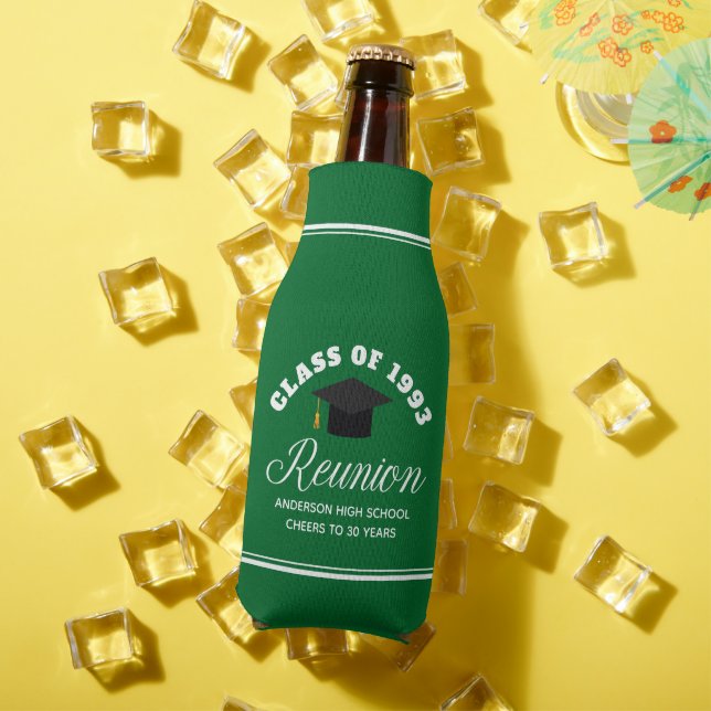 Green High School Reunion Personalised Party Bottle Cooler (In Situ Summer)