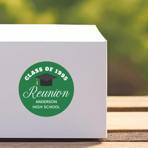 Green High School Reunion Personalised Party Classic Round Sticker