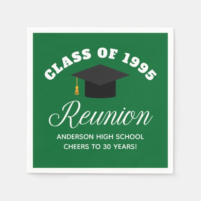 Green High School Reunion Personalised Party Napkin (Front)