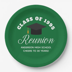 Green High School Reunion Personalised Party Paper Plate