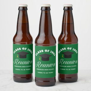 Green High School Reunion Personalized Party Beer Bottle Label