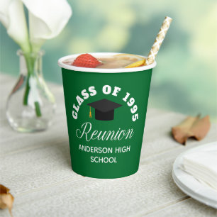 Green High School Reunion Personalized Party Paper Cups