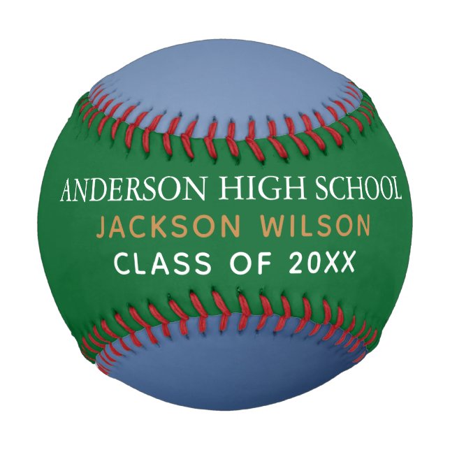 Green High School Senior Player Photo Custom Team Baseball (Front)