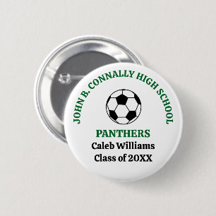 Green High School Soccer Team Personalised 6 Cm Round Badge