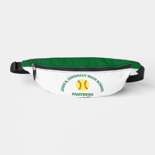Green High School Softball Player Personalised Bum Bags