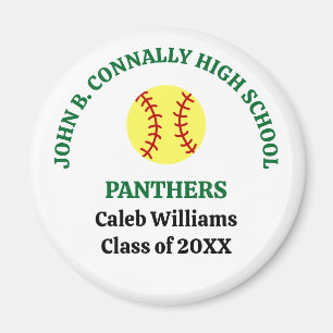 Green High School Softball Player Personalised Magnet