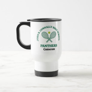 Green High School Tennis Player Personalised Travel Mug