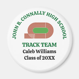 Green High School Track Team Custom Runner Magnet