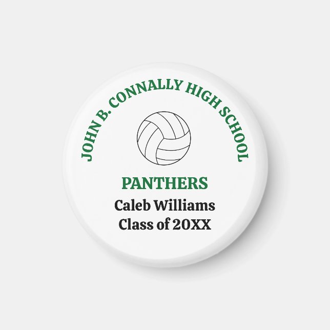 Green High School Volleyball Player Personalised Magnet (Front)