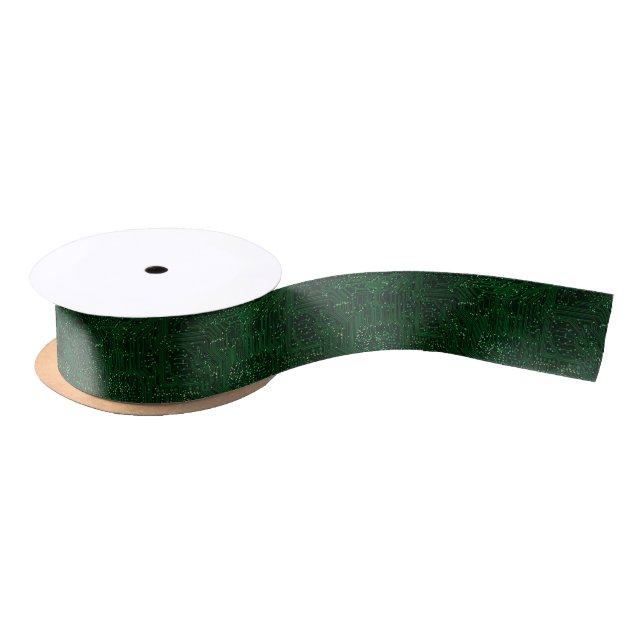 Green high tech chip technologies satin ribbon (Spool)