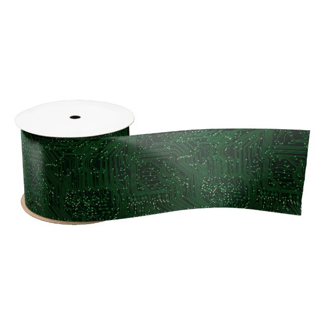 Green high tech chip technologies satin ribbon (Spool)