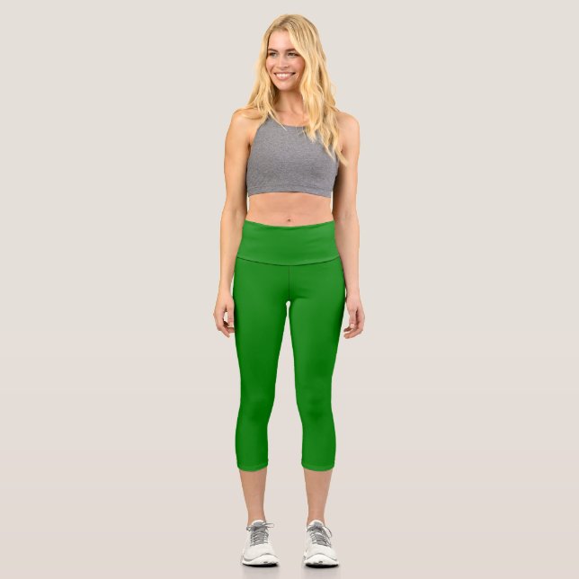 Green High Waisted Capris (Front)