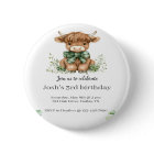 Green Highland Cow Birthday Party Invitation
