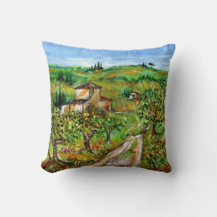 GREEN HILLS AND OLIVE TREES IN TUSCANY LANDSCAPE CUSHION