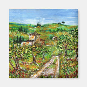GREEN HILLS AND OLIVE TREES IN TUSCANY LANDSCAPE MAGNET