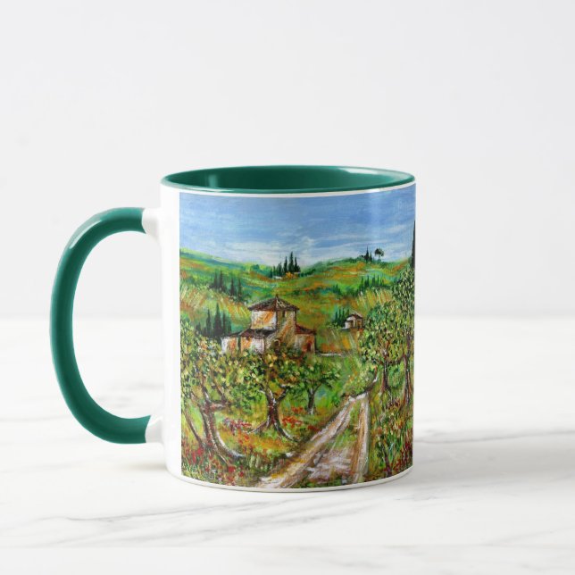 GREEN HILLS AND OLIVE TREES TUSCANY LANDSCAPE MUG (Left)