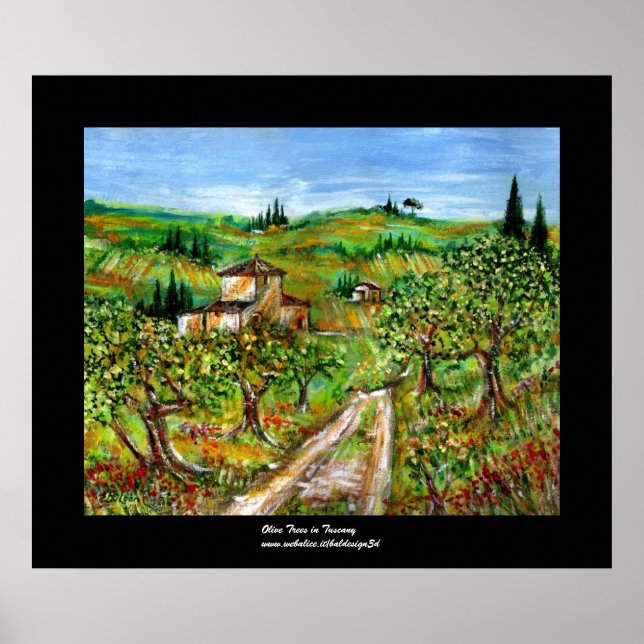 Green Hills And Olive trees Tuscany Landscape Poster (Front)
