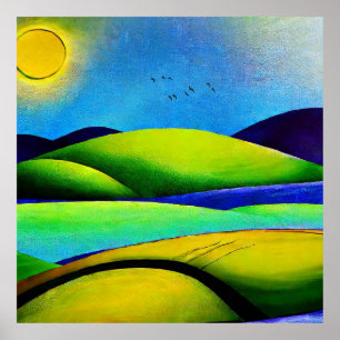 Green Hills Landscape Poster