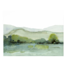 Green Hills Landscape Watercolor