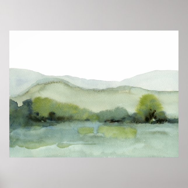 Green Hills Landscape Watercolor Poster (Front)