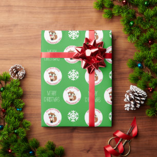 Green Hipster Holiday Fox Personalised Wrapping Paper