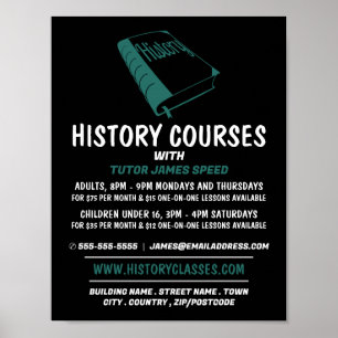 Green History Book, History Course Advertising Poster