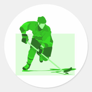 Green Hockey Logo Classic Round Sticker