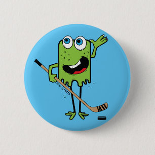 Green Hockey Monster Flare 6 Cm Round Badge