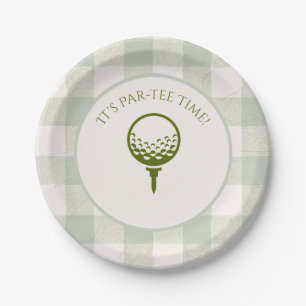 Green Hole in ONE Par-tee time 1st Birthday Paper Plate