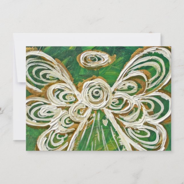 Green Holiday Angel Custom Invite or Invitation (Front)